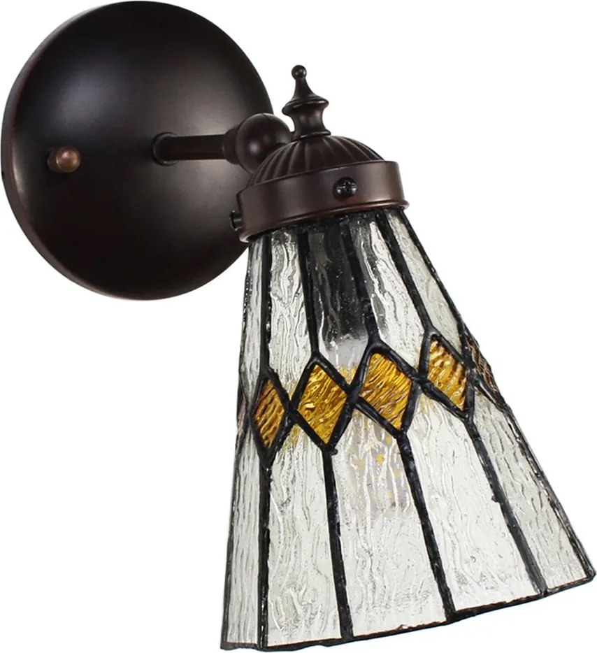 Nástenná Tiffany lampa žlté detaily YelloRhom - 17*12*23 cm E14/max 1*40W