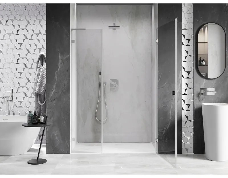 Mexen Lunar-B, L Otočné pravé sprchové dvere 145 cm, 8mm číre sklo, chrómový profil, 832SL-145-050-01-00-P