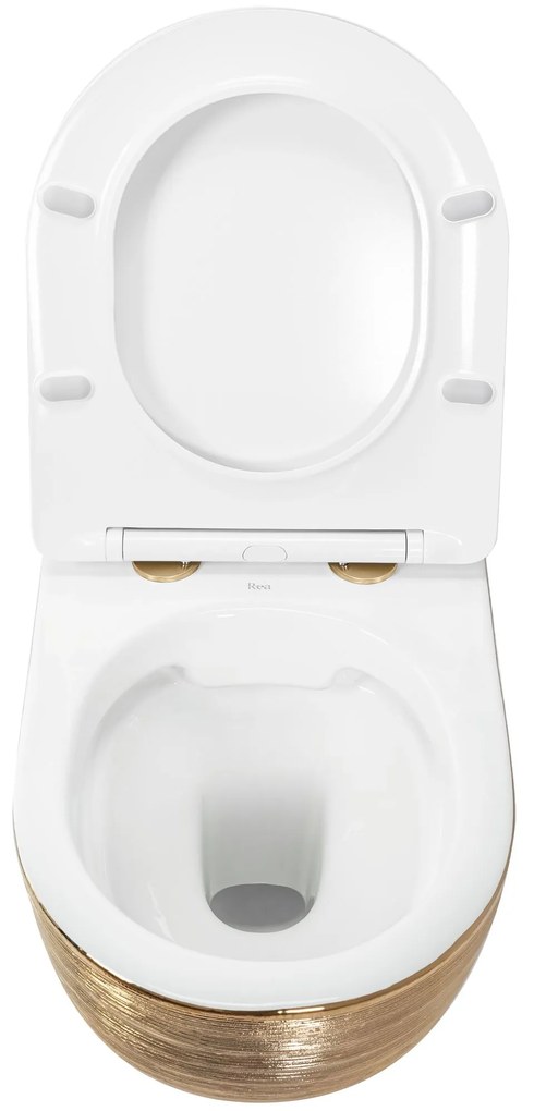 Rea Carlo, závesná WC misa + WC sedadlo, brúsené zlato, REA-C6942
