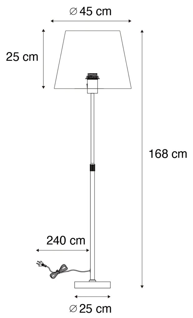 Stojaca lampa oceľ s tienidlom čierna 45 cm nastaviteľná - Parte