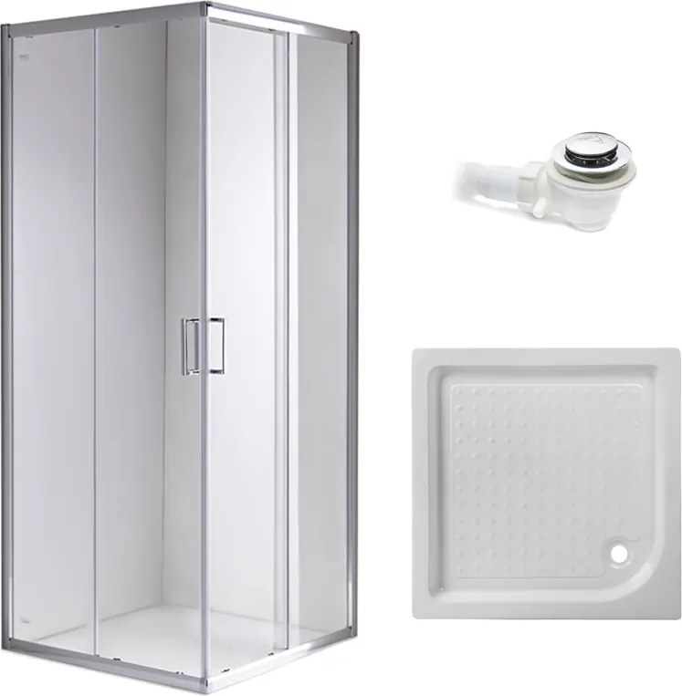 BPS-koupelny Štvorcový sprchový kút HYD-SK93B 90x90 chróm/transparent + vanička HYD-SSV-SXL02B biela