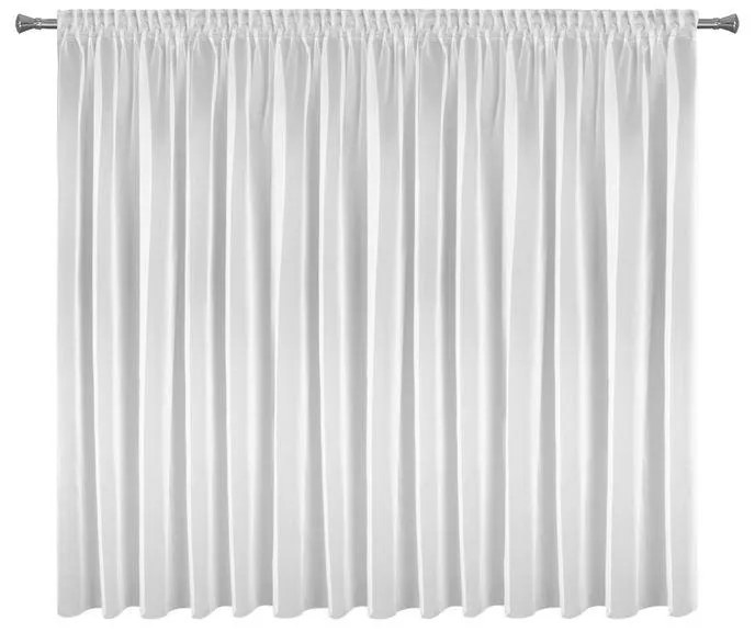 Biela záclona na páske ESEL vyrobená z hladkej lesklej látky 350x150 cm