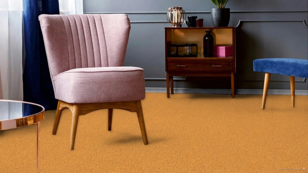 ITC, Metrážny koberec e-blitz 55, na mieru, šíře 4m, oranžová, ab (mriežka), chodba / predsieň