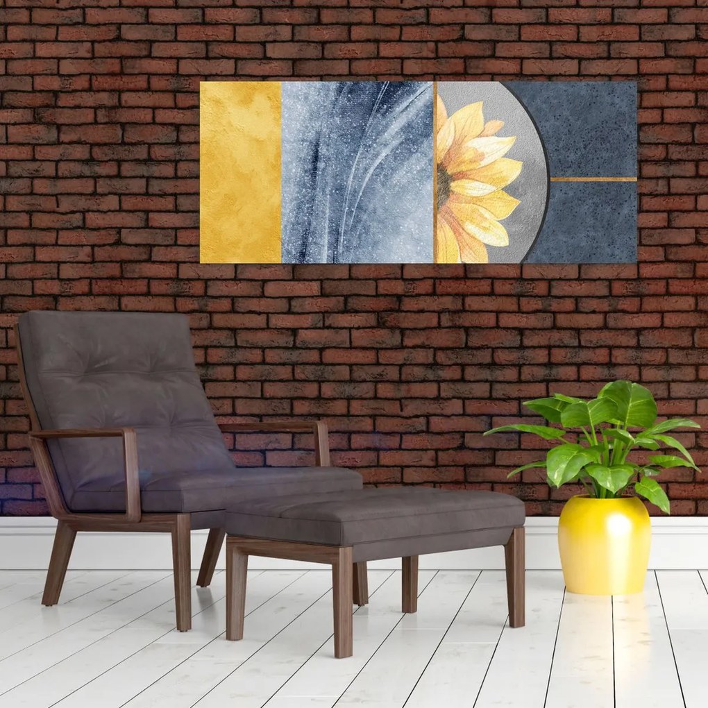 Obraz - Tvary a kvet (120x50 cm)