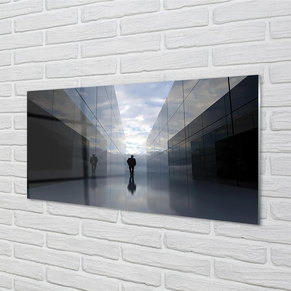 Sklenený obraz zrkadlá neba 140x70 cm
