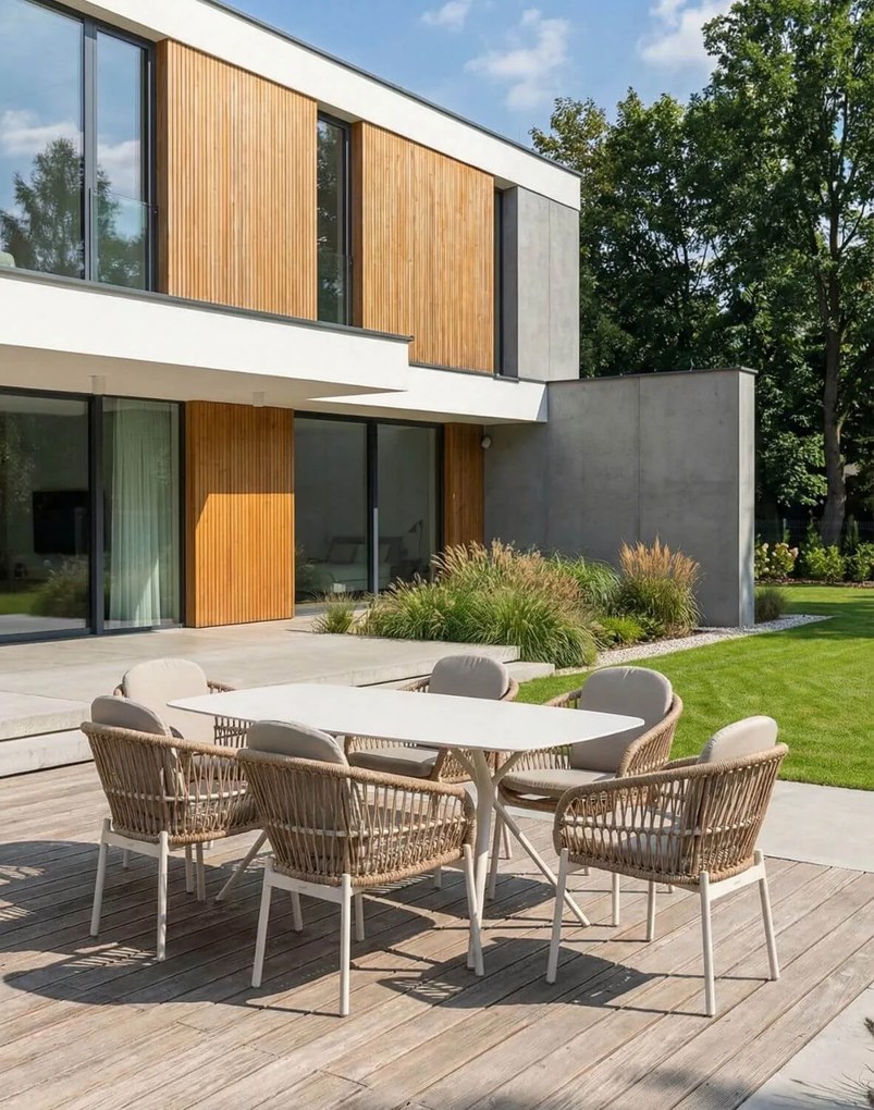 Záhradný set Malta: stôl 180 cm a 6 stoličiek z technoratanu