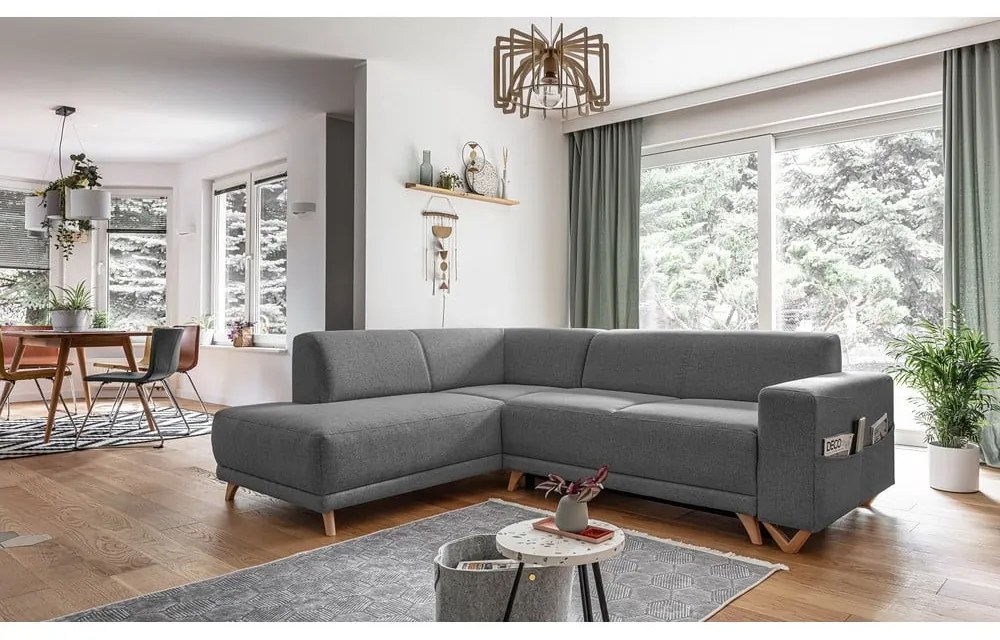 Sivá rozkladacia/s úložným priestorom rohová pohovka (ľavý roh/do L) Classy Sophie – Miuform