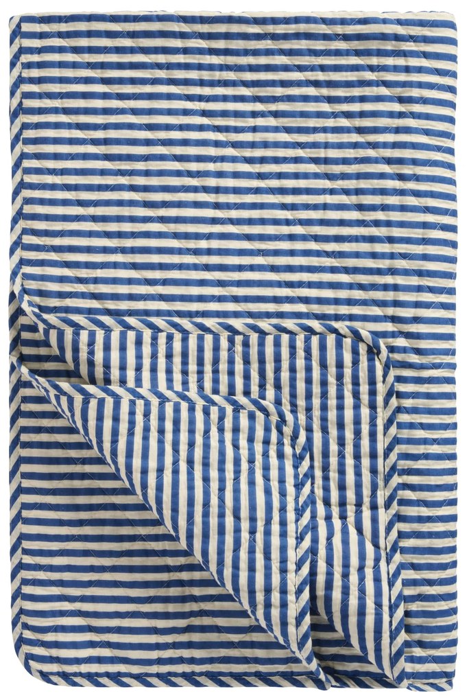 Ib Laursen Prešívaný prehoz Stripes OffWhite/Blue 130 × 180 cm