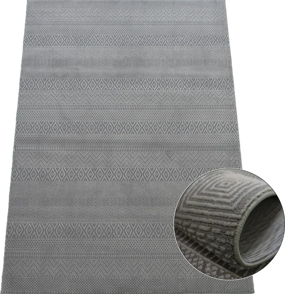 Koberec Zurich 1901 GREY – sivý obdĺžnikový koberec so vzorom Rozmer: 160x230 cm