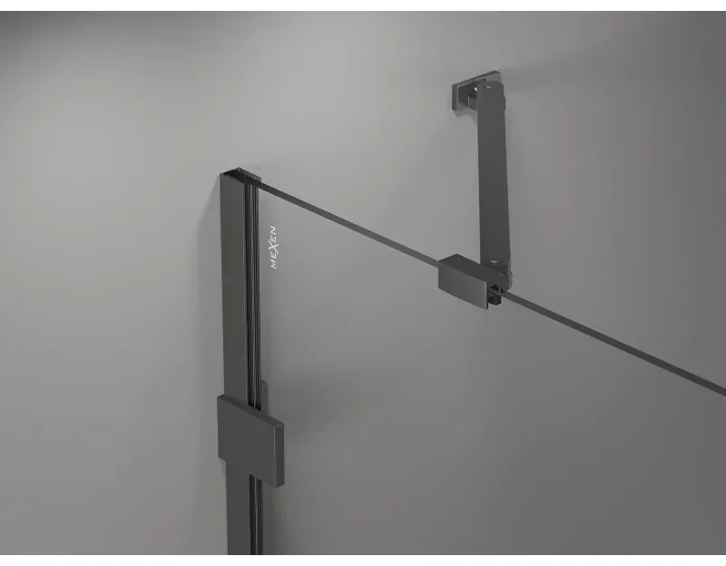 Mexen Lunar-B, pravostranný výklopný sprchový kút 95 x 80 cm, 8mm číre sklo, profil grafit brúsený, 832-095-080-66-00-P