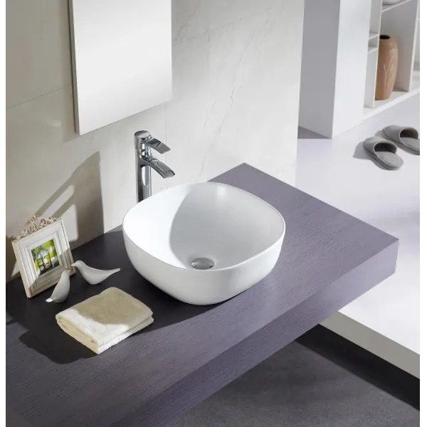 Bathco 4071 - Umývadlo na dosku OLEA 41x41 cm porcelán/biela