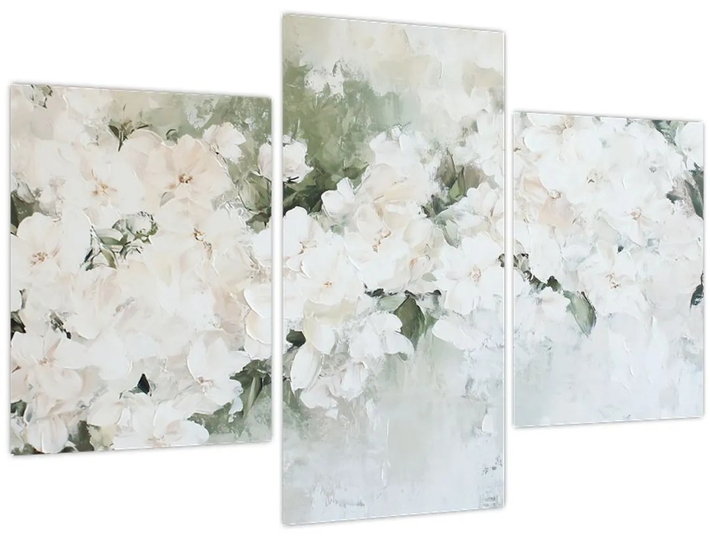 Obraz - Abstrakcia bielych kvetov (90x60 cm)