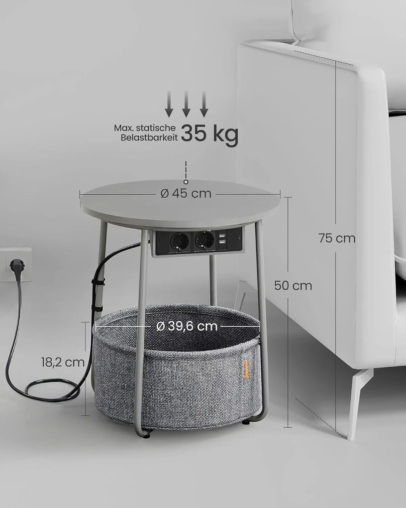 Odkladací stolík so zásuvkou Vasagle Moris sivý