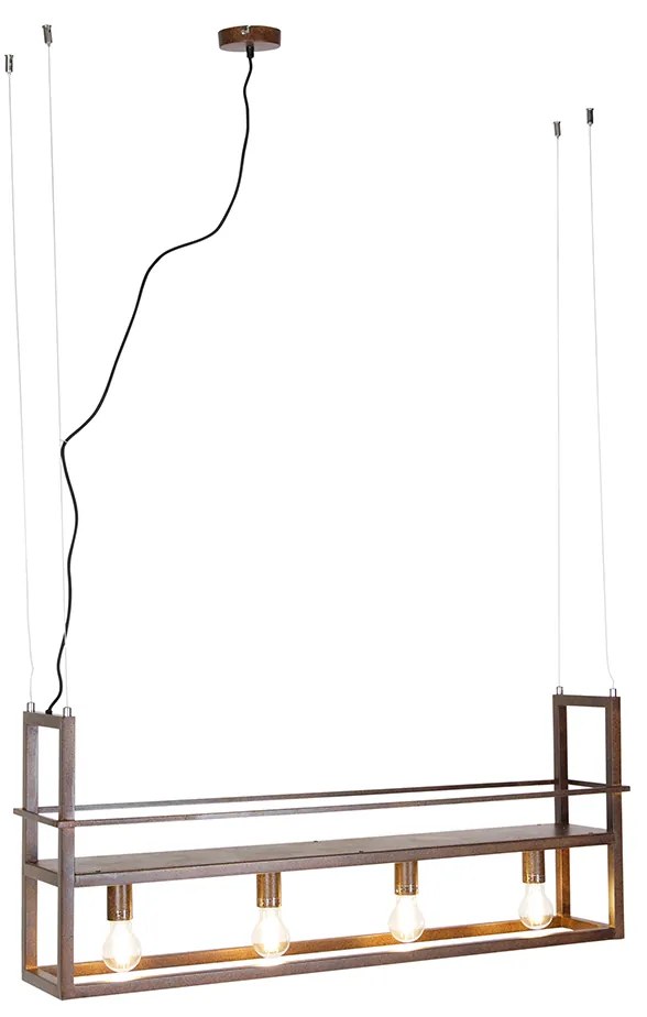 Inteligentné závesné svietidlo hrdzavohnedé s poličkou vrátane 4 Wifi A60 - Cage Rack