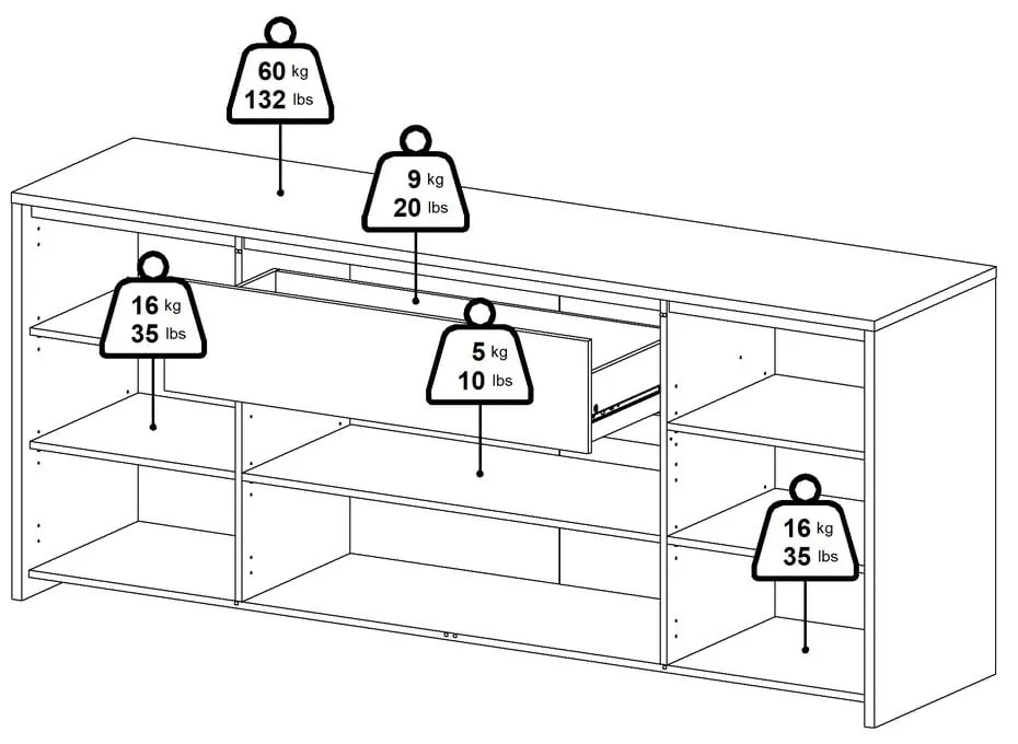 Biela/v prírodnej farbe komoda v dekore duba 197x84x48 cm Next – Tvilum