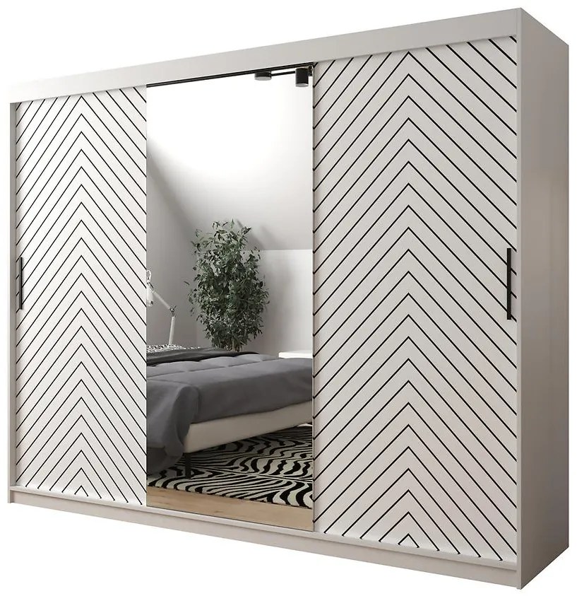 Skriňa Jodełka 2 250 biely/biely/čierna