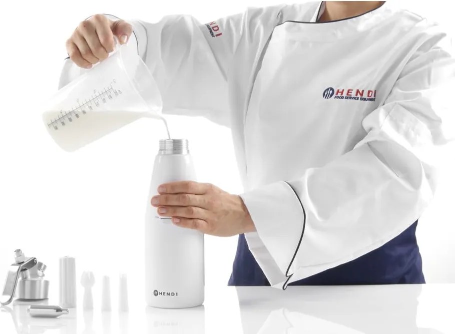Biela hliníková šľahačková fľaša Hendi Kitchen Line, 500 ml