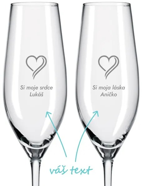 Svadobné poháre na sekt Láska 2 ks
