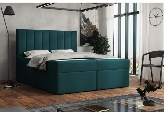 Čalúnená posteľ boxspring 160x200 SAMANTA - modrozelená