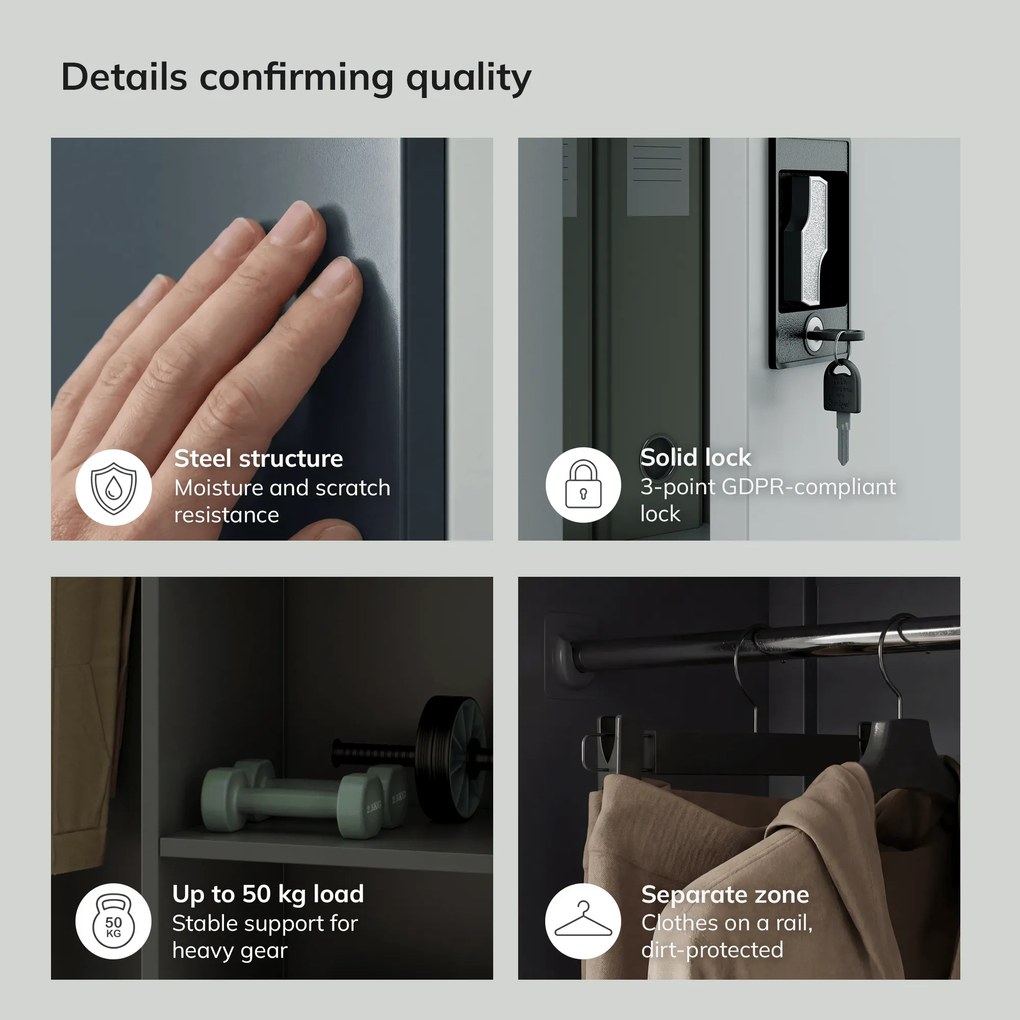 Uzamykateľná hospodárska skriňa antracitovo-biela DAWID 900 x 1850 x 450 mm