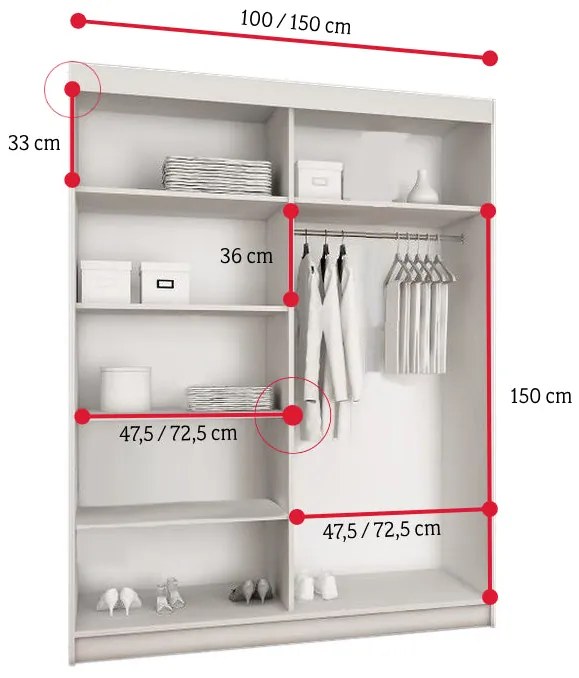 Posuvná skriňa TALIA 33 - biela / nie / 200