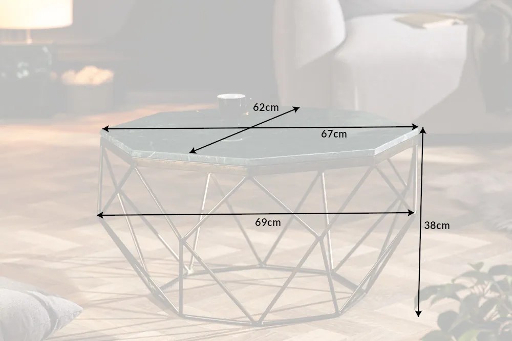 Konferenčný stolík Diamond 69cm mramor zelený