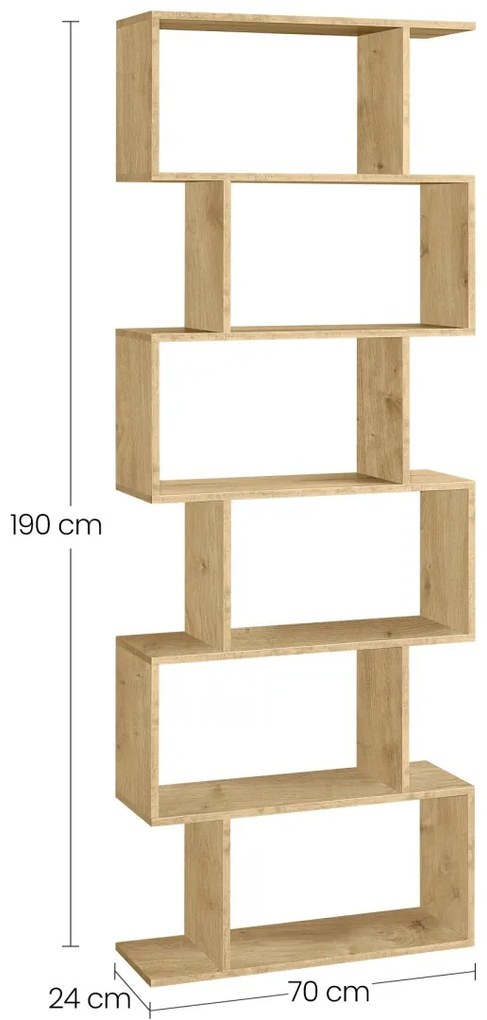 Knižnica TAYLOR ARTISAN 6 políc, 70x190 cm