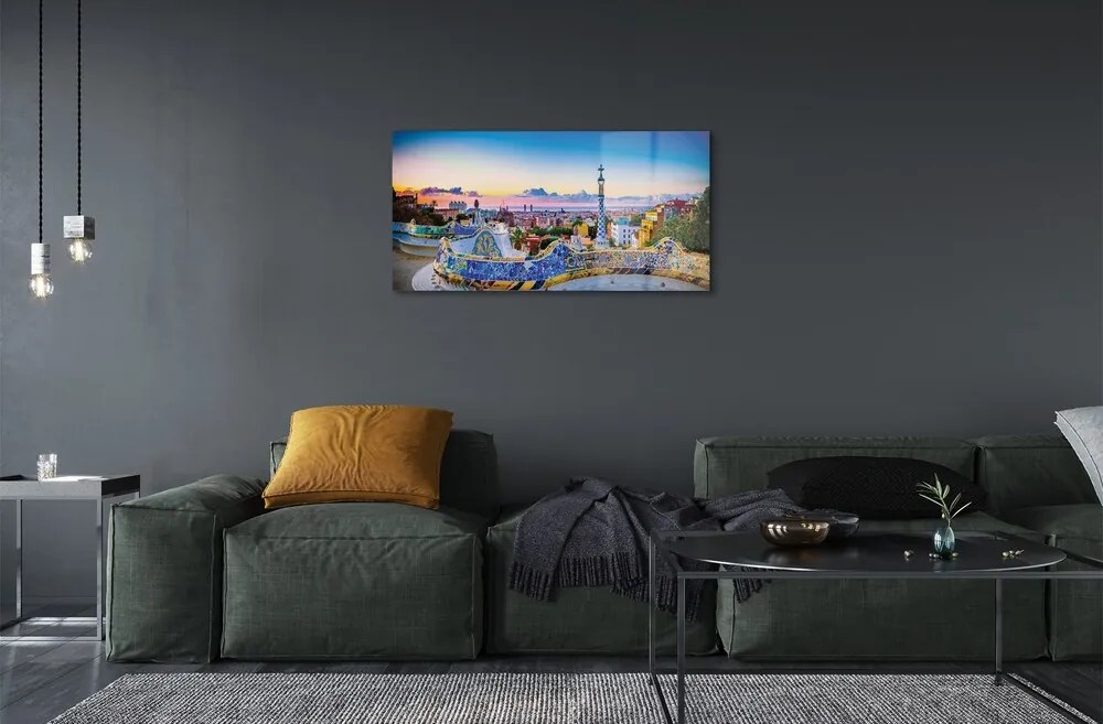 Sklenený obraz Španielsko Panoráma mesta 100x50 cm