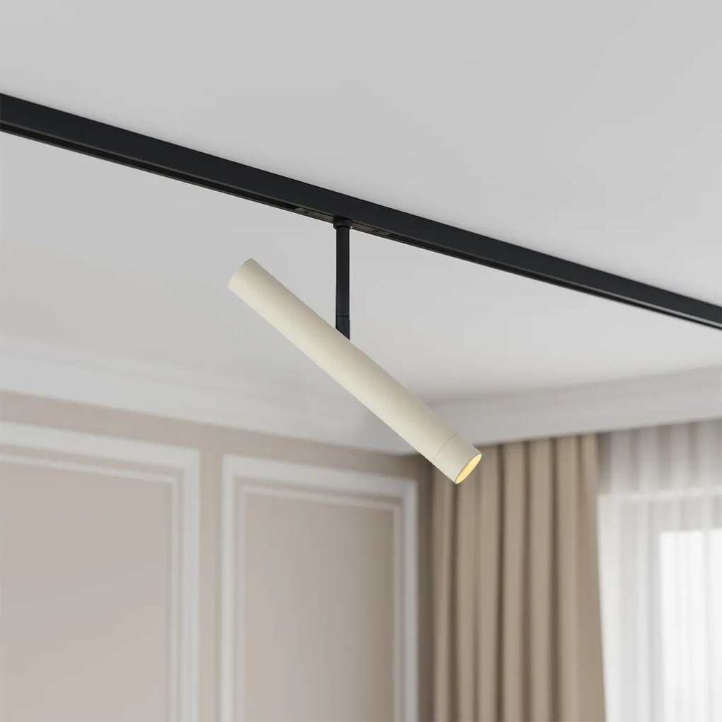 Moderný reflektor béžový s čiernou farbou pre 1-fázový koľajnicový systém - Slimline Avery