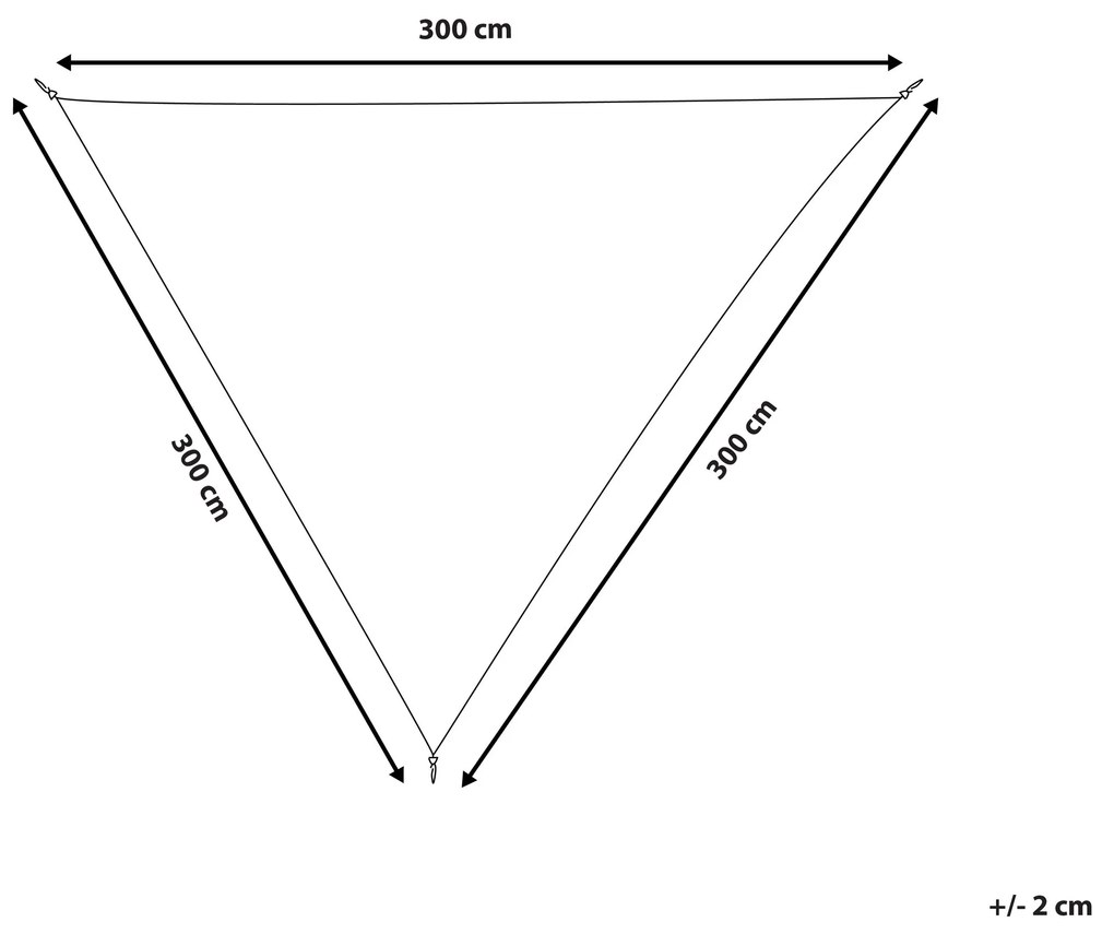 Tieniaca plachta v tvare trojuholníka 300 x 300 x 300 cm krémová biela LUKKA Beliani