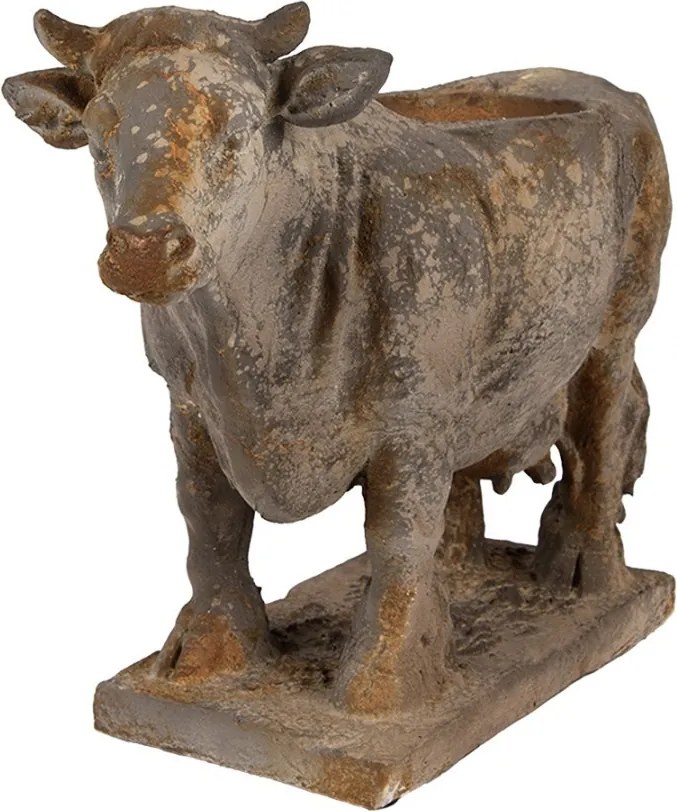 Šedý antik dekoračný kvetináč Cow Brocante - 36*15*28 cm