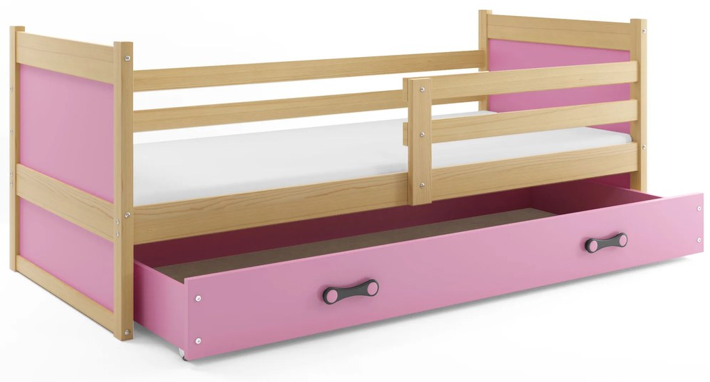 Posteľ RICO 1 200x90 borovica - ružová