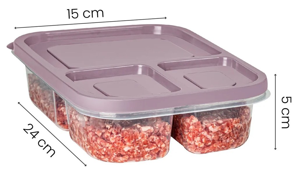 Sada 4 ks potravinových boxů LUY I. růžová