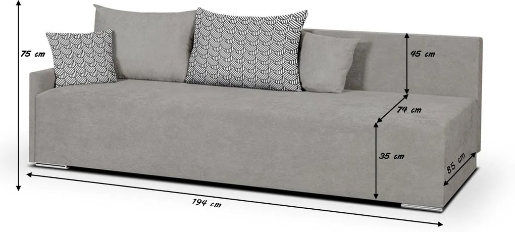 Pohovka pre 3 osoby s funkciou spania START Ružová