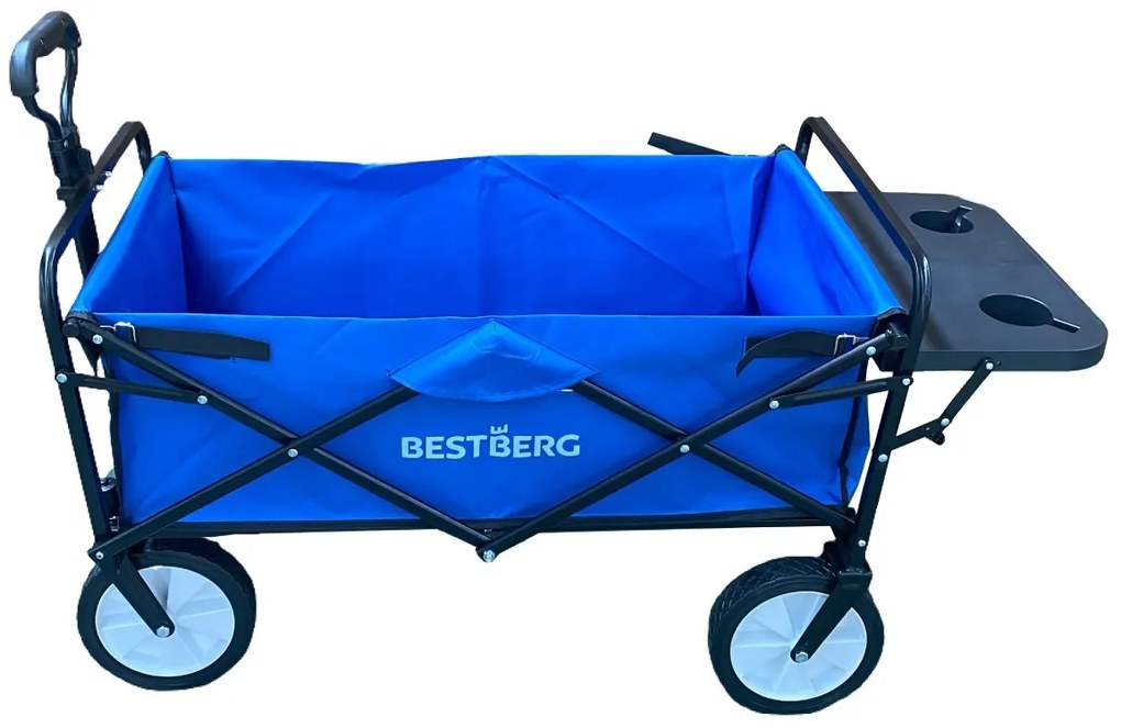 BestBerg BBBW-10BE skladací záhradný / plážový vozík / nosnosť 70 kg / modrý