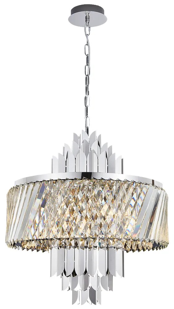 EUlight Luster Margot, 1x krištáľové/chrómové kovové tienidlo, (fi 55cm), ch
