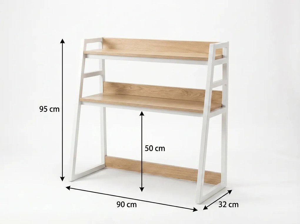Polica na stôl VERTEX 90x95 cm, biela / dekor dub