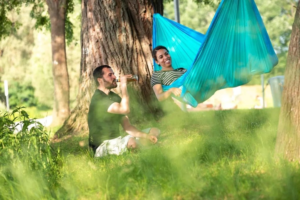 La Siesta Cestovná hojdacia sieť COLIBRI 3.0 DOUBLE - caribic, 100% polyamid / laná: 100% polyester / hák: letecký hliník