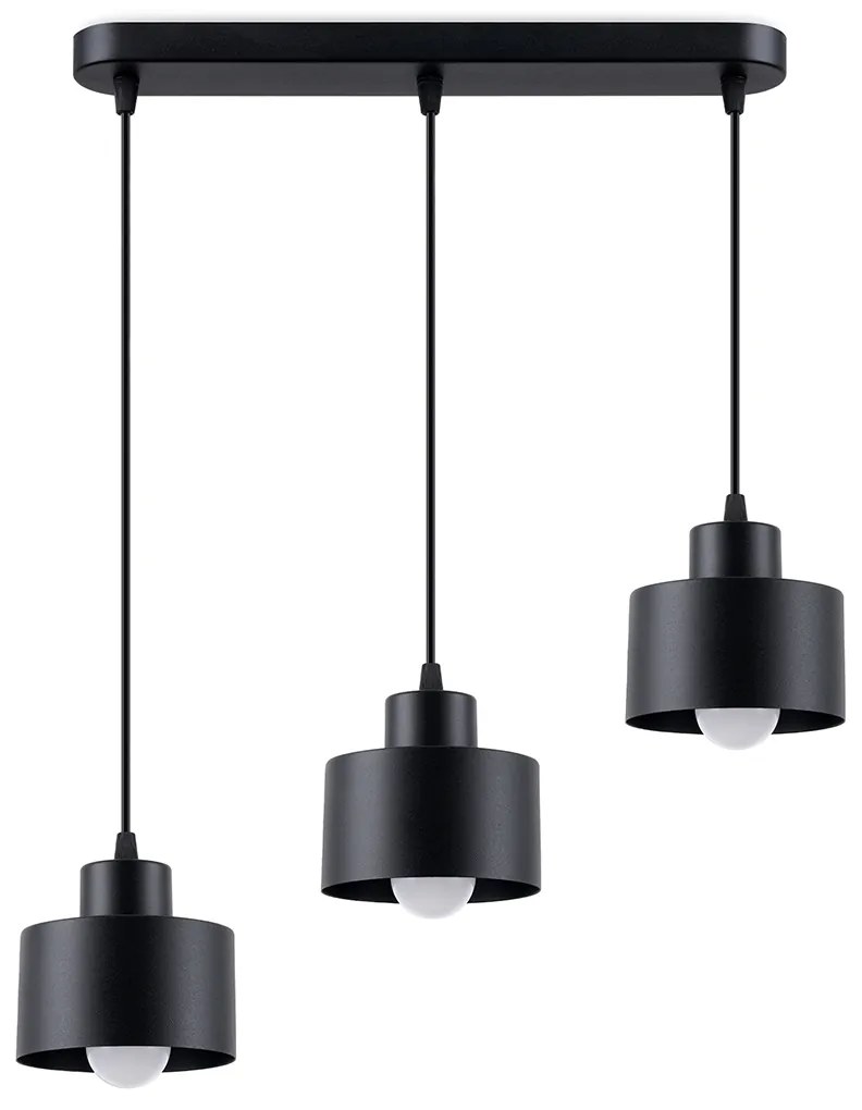 Závesné svietidlo Savar 3, 3x čierne kovové tienidlo
