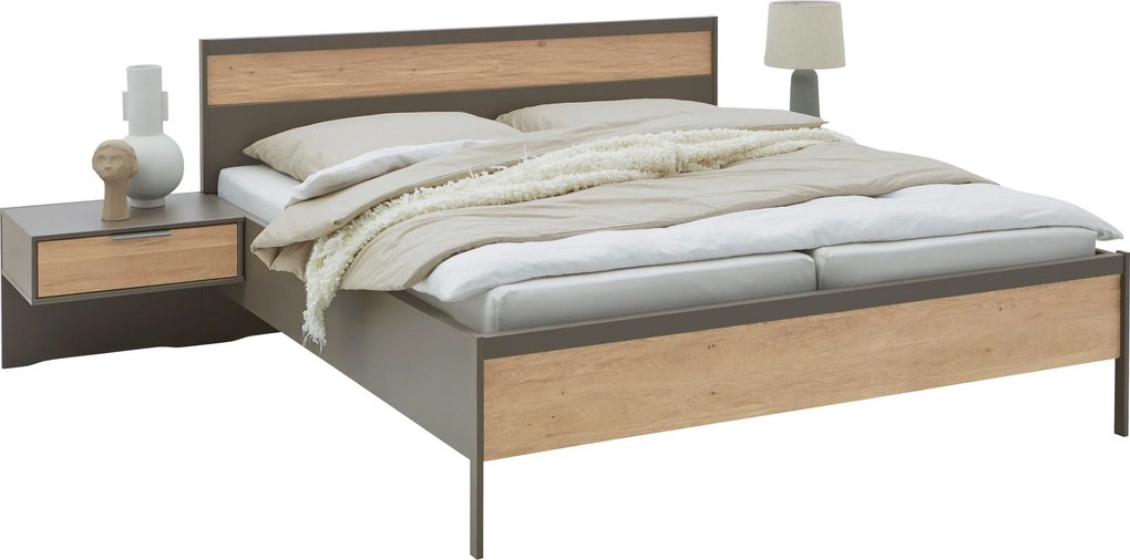 XXXLutz POSTEĽ S NOČNÝMI STOLÍKMI, 180/200 cm, farba duba, bridlicová Dieter Knoll - Postele - 000442031001