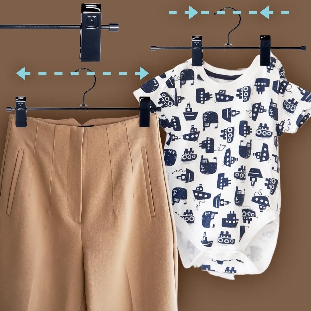 VILDE Kovové čierne vešiaky s klipom na nohavice a sukne, sada 3ks