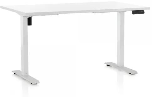 Výškovo nastaviteľný stôl OfficeTech B 140 x 80 cm, biela podnož