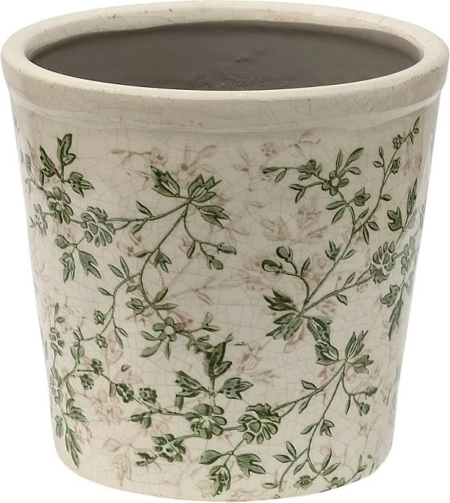 Keramický obal na kvetináč so zelenými kvetmi Ganni green L - Ø16*16 cm