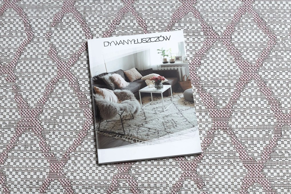 Koberec SISAL SION  MREŽA  22129 ploché  tkanie  ecru / ružová