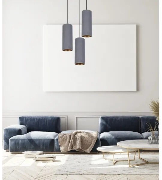 Luster na lanku AVALO 3xE27/60W/230V pr. 35 cm šedá