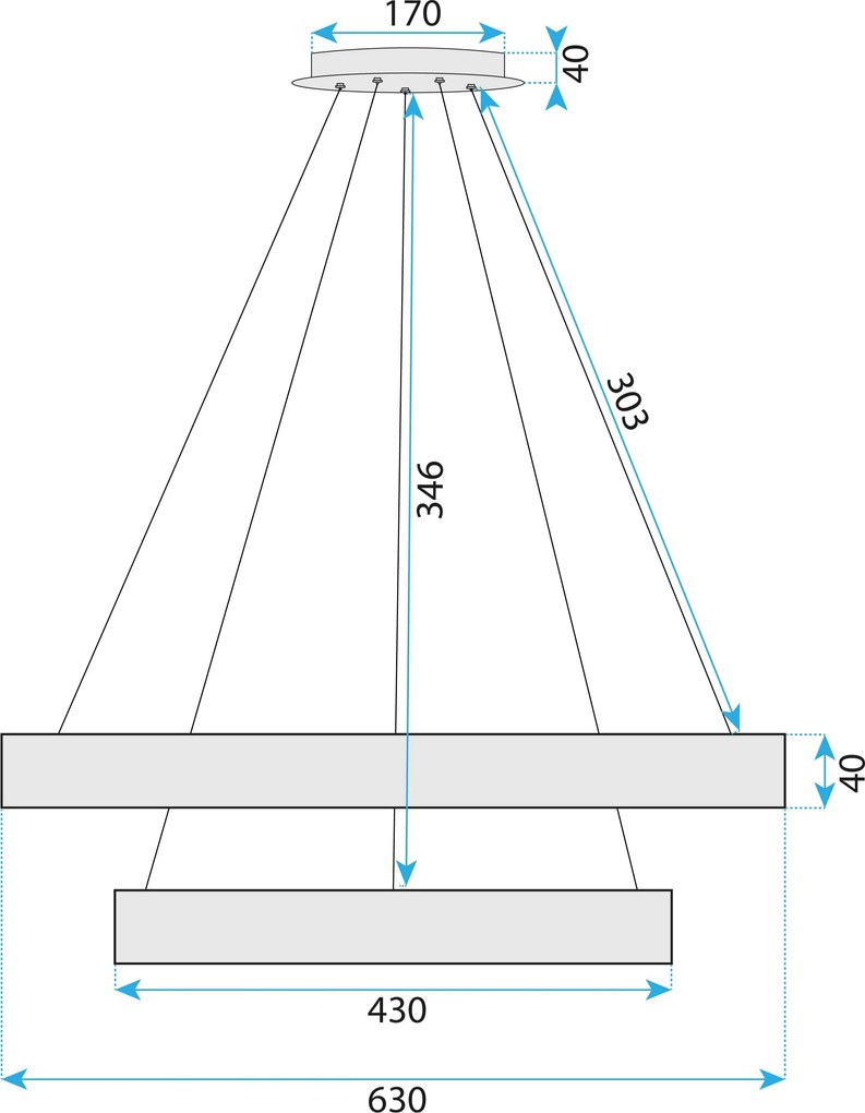 Toolight Toolight, LED závesné osvetlenie 63cm, 80W, G045-2CP, zlatá, OSW-06313