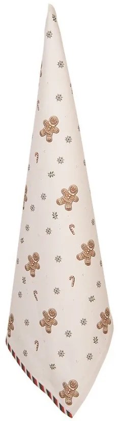 Béžová bavlnená kuchynská utierka s perníčkami Gingerbread Magic - 50*70 cm