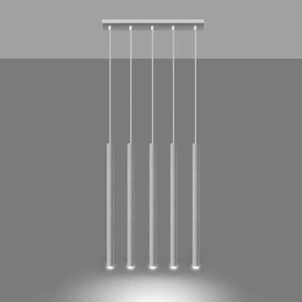 Závesné svietidlo Pastelo, 5x biele kovové tienidlo