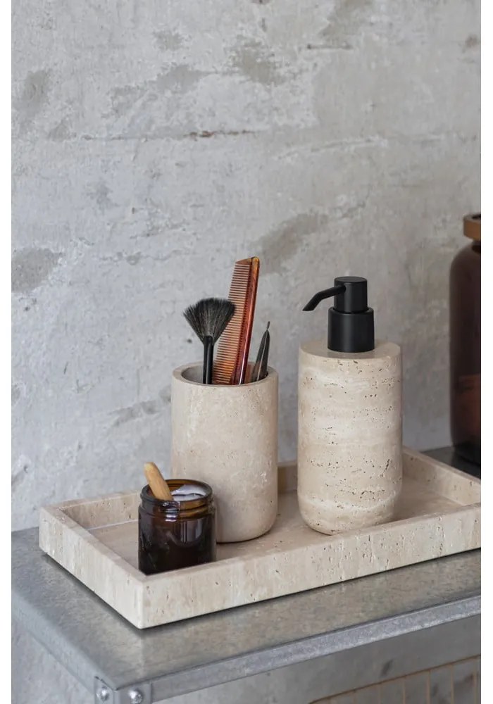 Béžový kamenný téglik na zubné kefky Travertine – Mette Ditmer Denmark