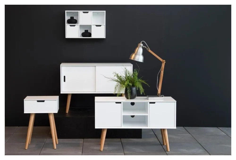 Biely nočný stolík Actona Mitra